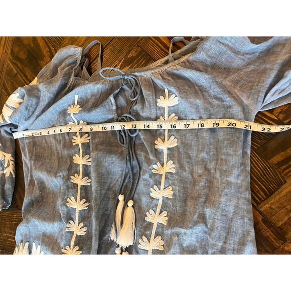 Dolma Cotton Floral Tunic Shift Maxi Dress Botanical Boho Hippie Coastal Sheer - Picture 4 of 10